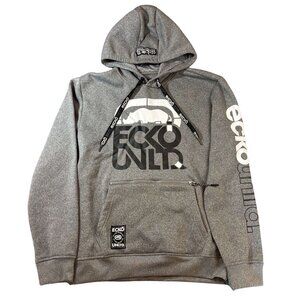 Ecko Unltd. Gray Pullover Hoodie W/ Kangaroo Zipper Pocket & Graphic Logo Size M